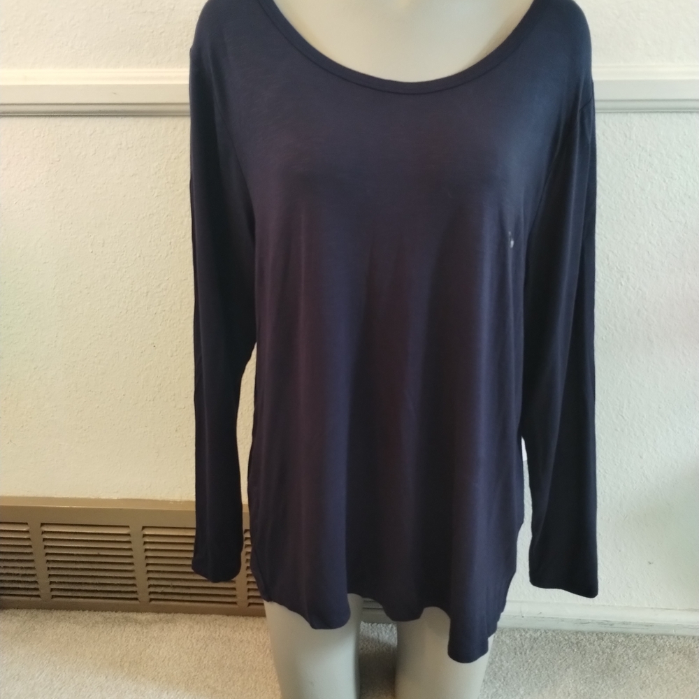 Maurices Navy Scoop Neck Long Sleeve Top